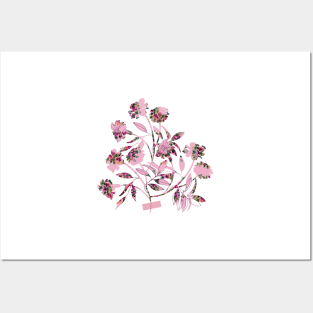 Spring flowers bouquet silhouette in blush pink Posters and Art